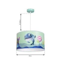 Sklep Kaja Niebieska lampa wisząca, rysunek rybki MLP6802 z serii DELFINKA FINKA | Kaja Ośw* Żyrandole Z Abażurem|Randole Tradycyjne