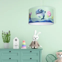Sklep Kaja Niebieska lampa wisząca, rysunek rybki MLP6802 z serii DELFINKA FINKA | Kaja Ośw* Żyrandole Z Abażurem|Randole Tradycyjne