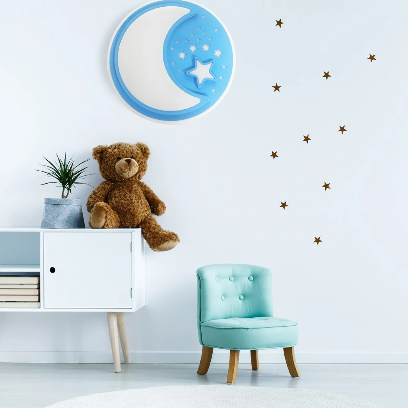 Sklep Kaja Niebieski kinkiet ścienny, księżyc z gwiazdkami ML6183 z serii NOTE | Kaja Oświe* Lampy Led