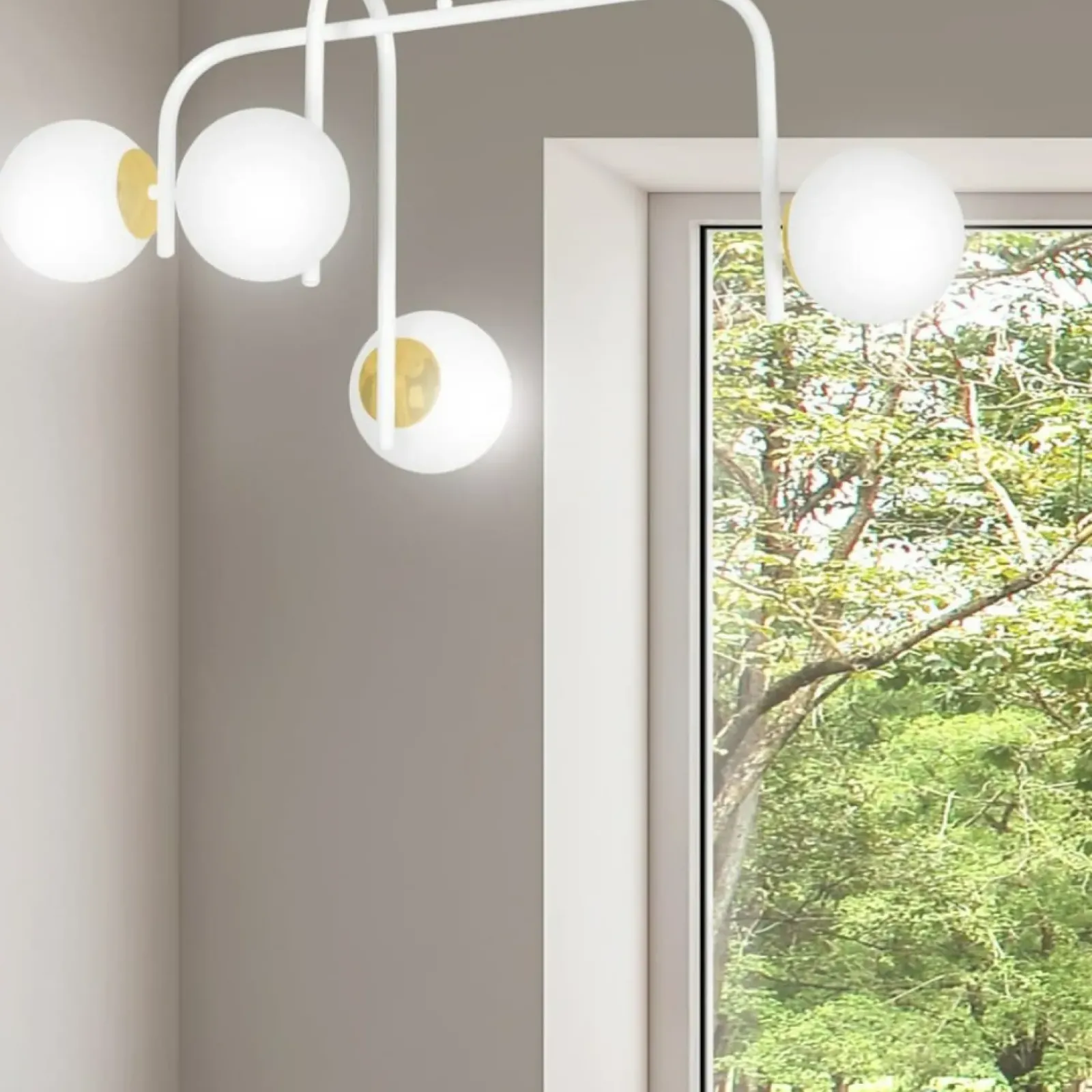 Sklep Kaja Nieregularna, biało-złota lampa sufitowa 1033/4B RAGNAR | Kaja Outlet