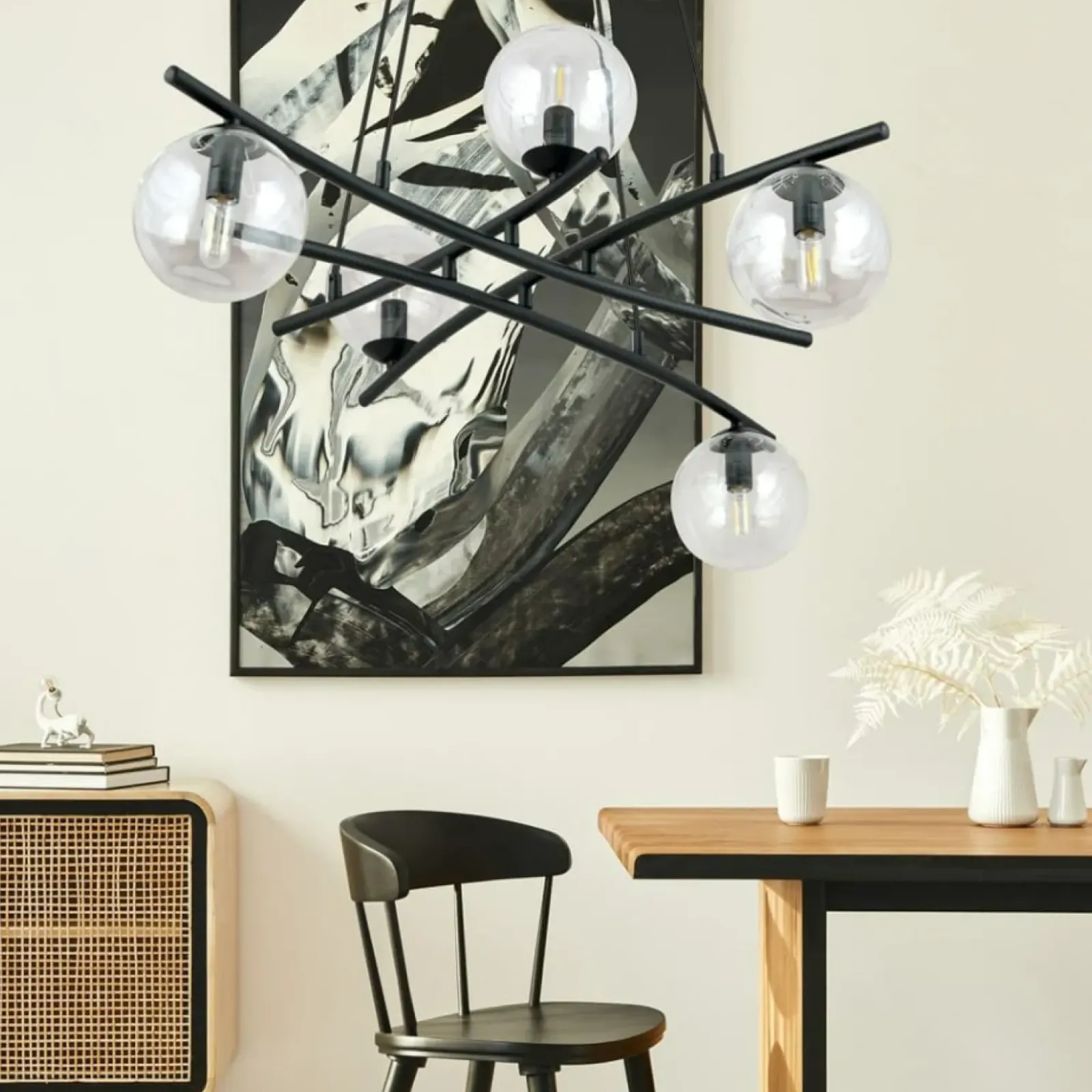 Sklep Kaja Nieregularna lampa z przezroczystymi kloszami 1202/5 z serii ESSA czarny Cheap
