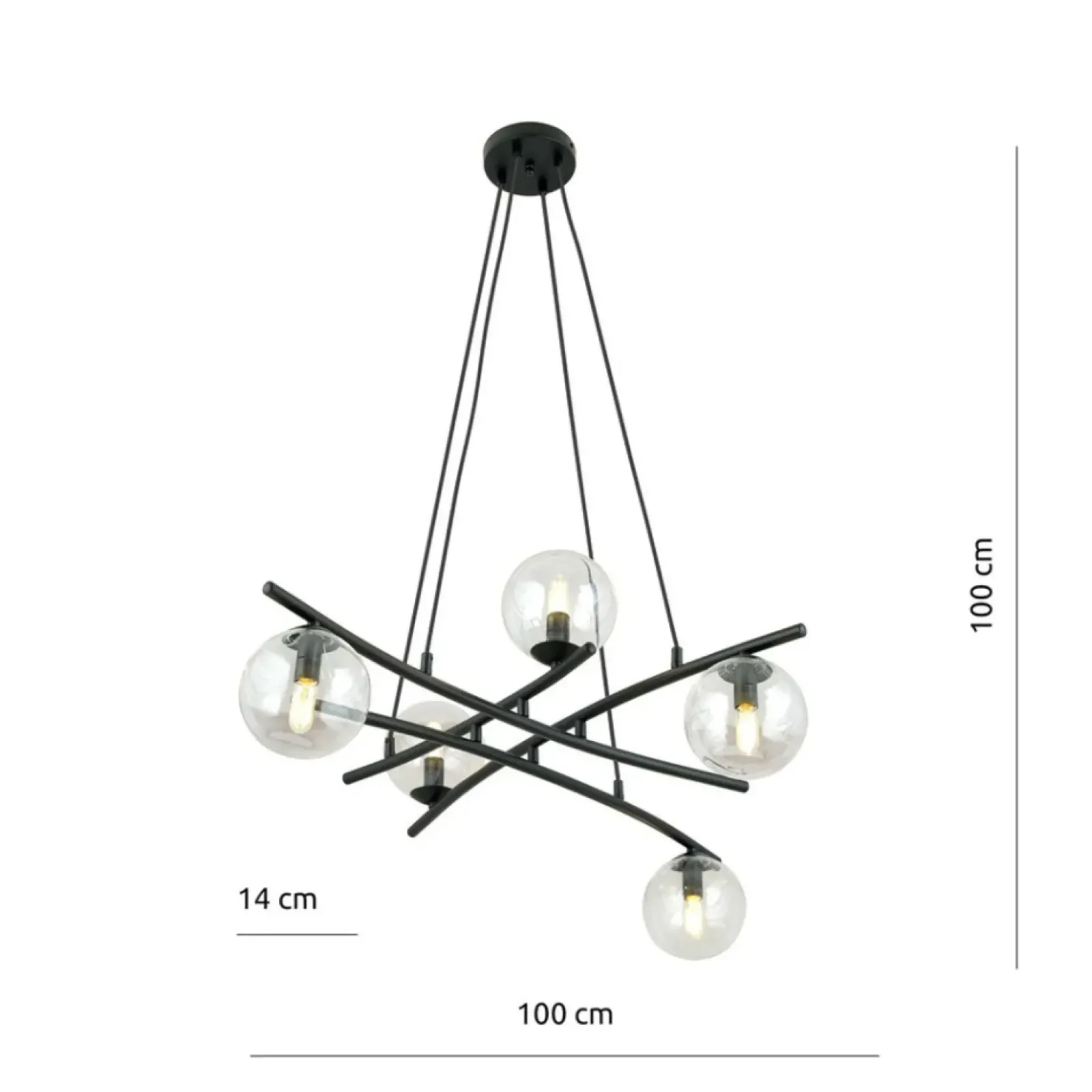 Sklep Kaja Nieregularna lampa z przezroczystymi kloszami 1202/5 z serii ESSA czarny Cheap