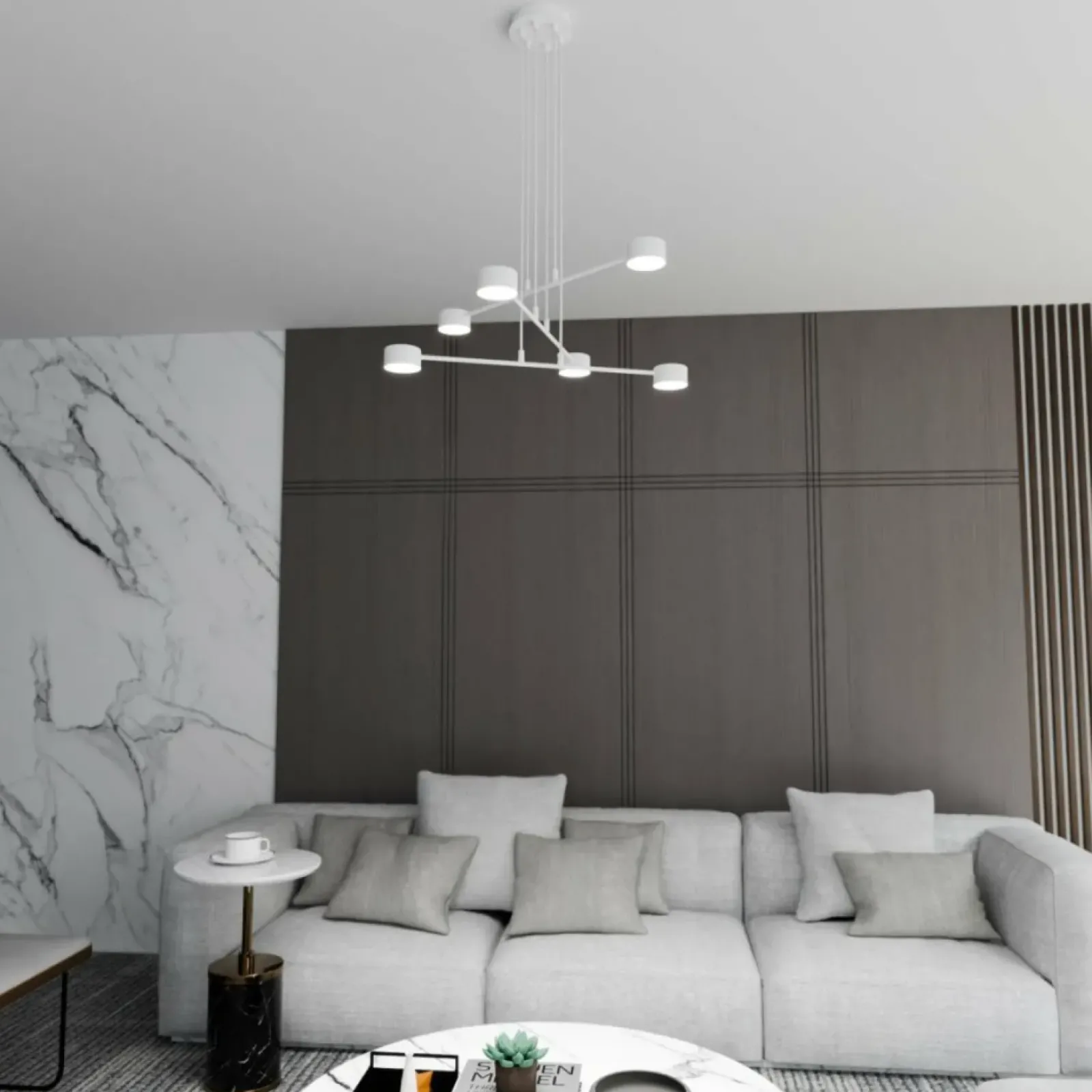 Sklep Kaja Nowoczesna, biała lampa wisząca do salonu 1340/6 MODUS | Kaja biały Shop