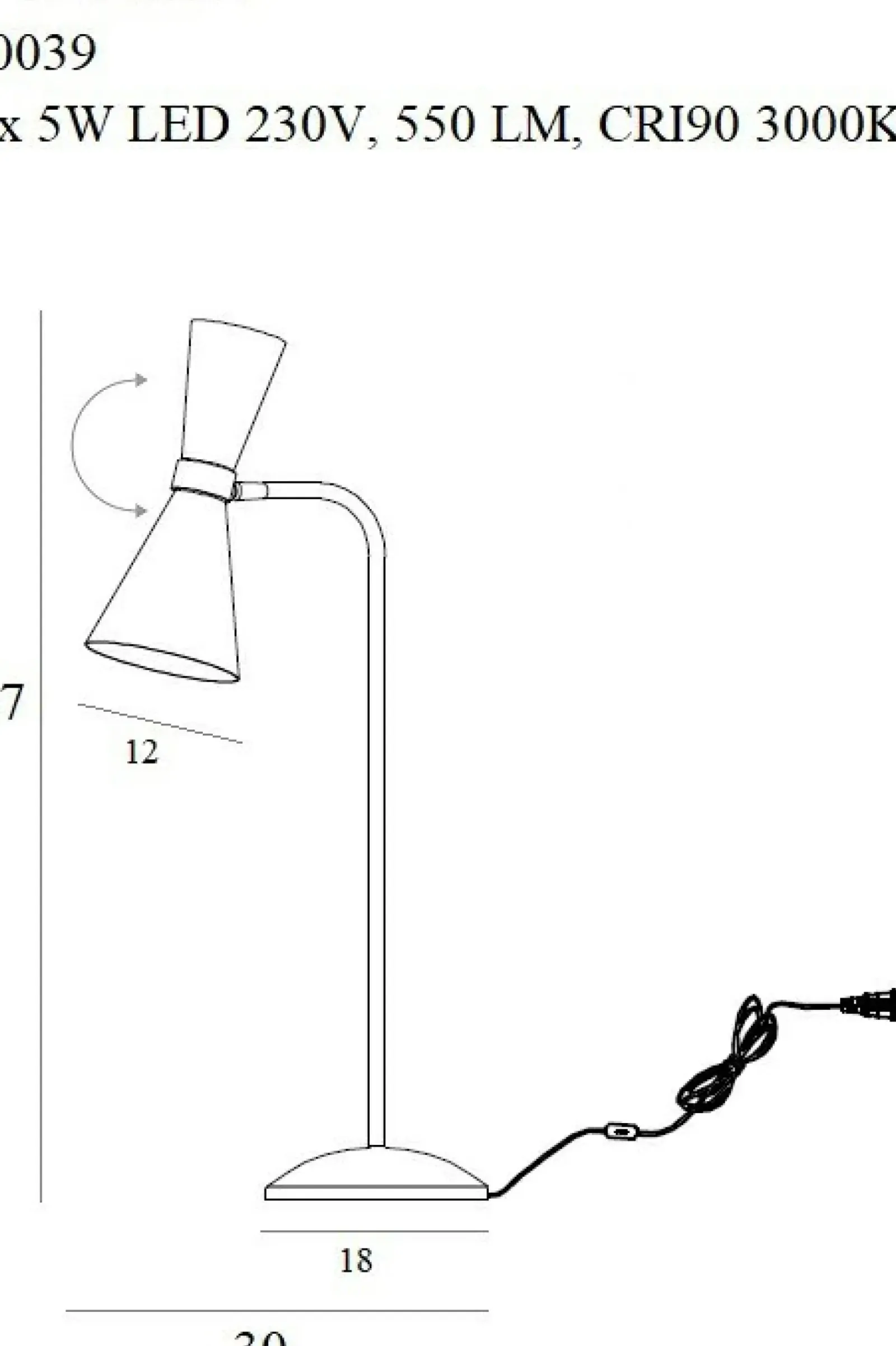 Sklep Kaja Nowoczesna, designerska lampka biurkowa MX T0039 CORNET | Kaja* Nowoczesne Lampki Stołowe|Lampy Led