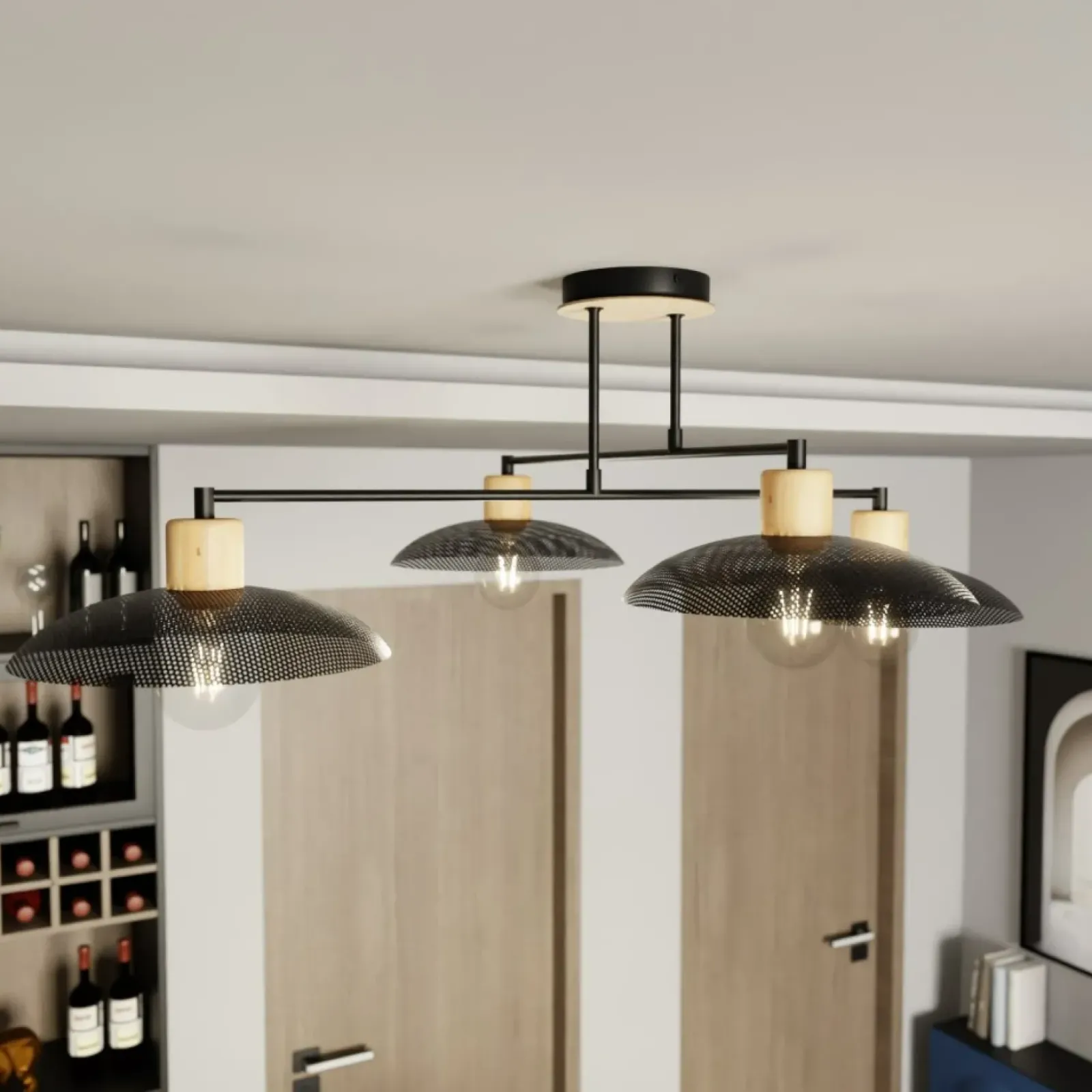 Sklep Kaja Nowoczesna lampa sufitowa do salonu 1318/4 KOBE | Kaja Oświetlenie czarny Best