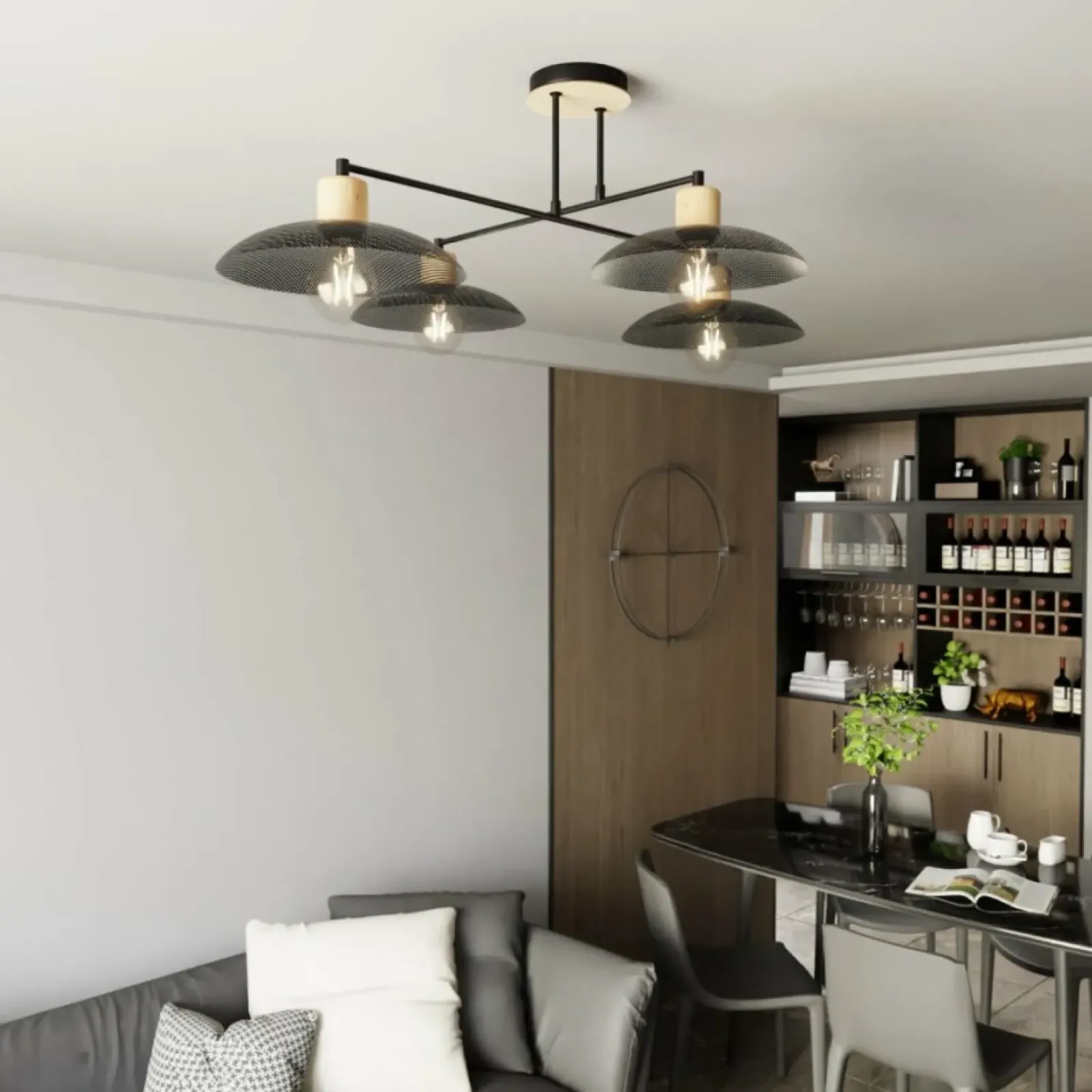 Sklep Kaja Nowoczesna lampa sufitowa do salonu 1318/4 KOBE | Kaja Oświetlenie czarny Best