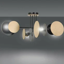 Sklep Kaja Nowoczesna lampa sufitowa z drewnianymi tarczami 173/4 ZITA | Kaja czarny Flash Sale