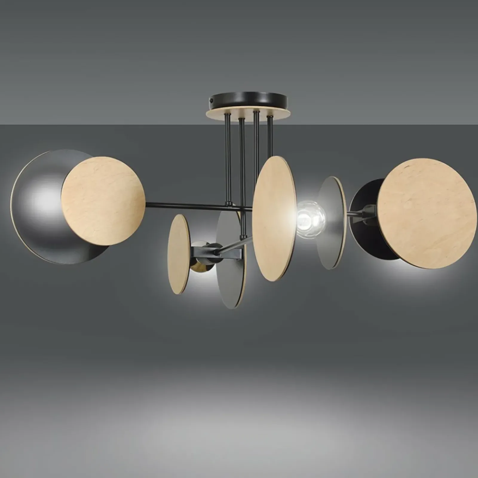 Sklep Kaja Nowoczesna lampa sufitowa z drewnianymi tarczami 173/4 ZITA | Kaja czarny Flash Sale