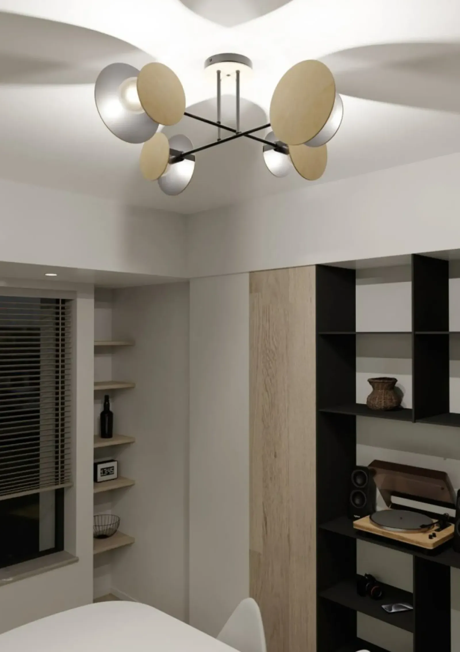 Sklep Kaja Nowoczesna lampa sufitowa z drewnianymi tarczami 173/4 ZITA | Kaja czarny Flash Sale