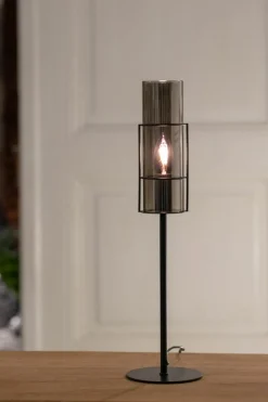 Sklep Kaja Nowoczesna lampka stołowa z dymionym kloszem 108559 z serii TORCIA* Nowoczesne Lampki Stołowe