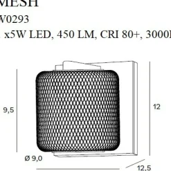 Sklep Kaja Nowoczesny czarno-złoty, ledowy kinkiet MX W0293 MESH | Kaja* Lampy Led