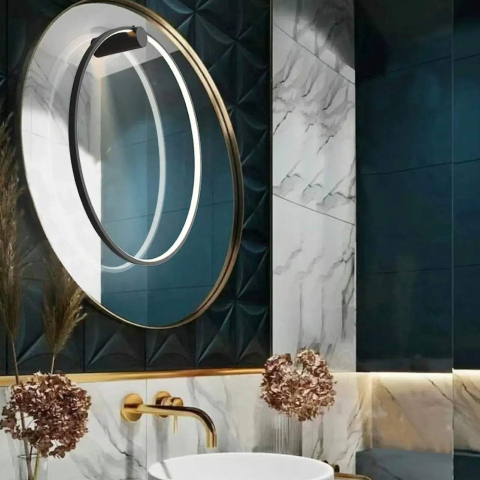 Sklep Kaja Obręcz ścienna, ledowy ring ⌀60 LP-999/1W S BK MIRROR | Kaja* Lampy Led