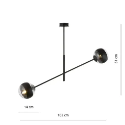 Sklep Kaja Obrotowa lampa sufitowa, dwa klosze 1168/2 LINEAR | Kaja Oświetlenie Shop