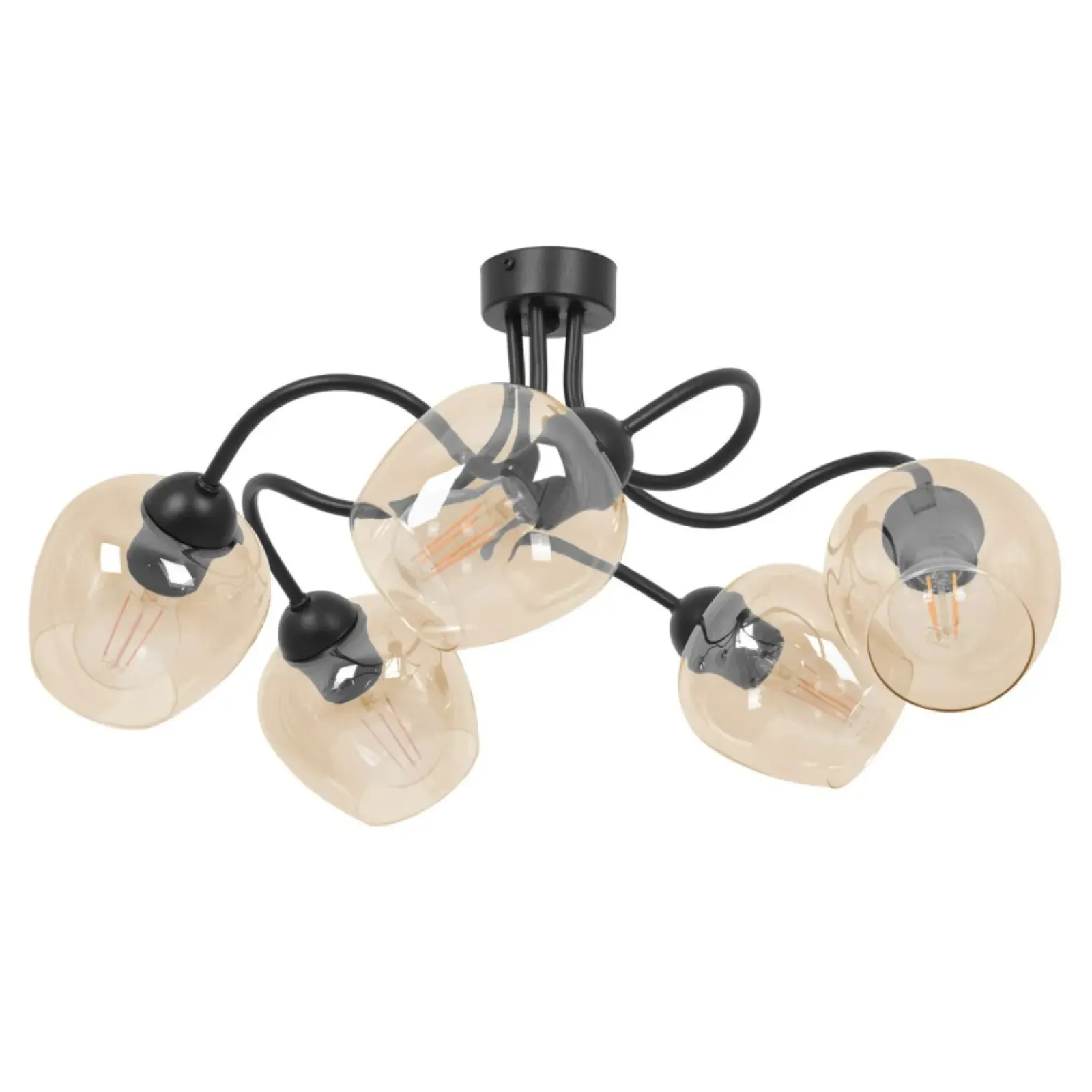Sklep Kaja Okazała lampa sufitowa, pięć bursztynowych kloszy K-5191 z serii DIUNA Cheap
