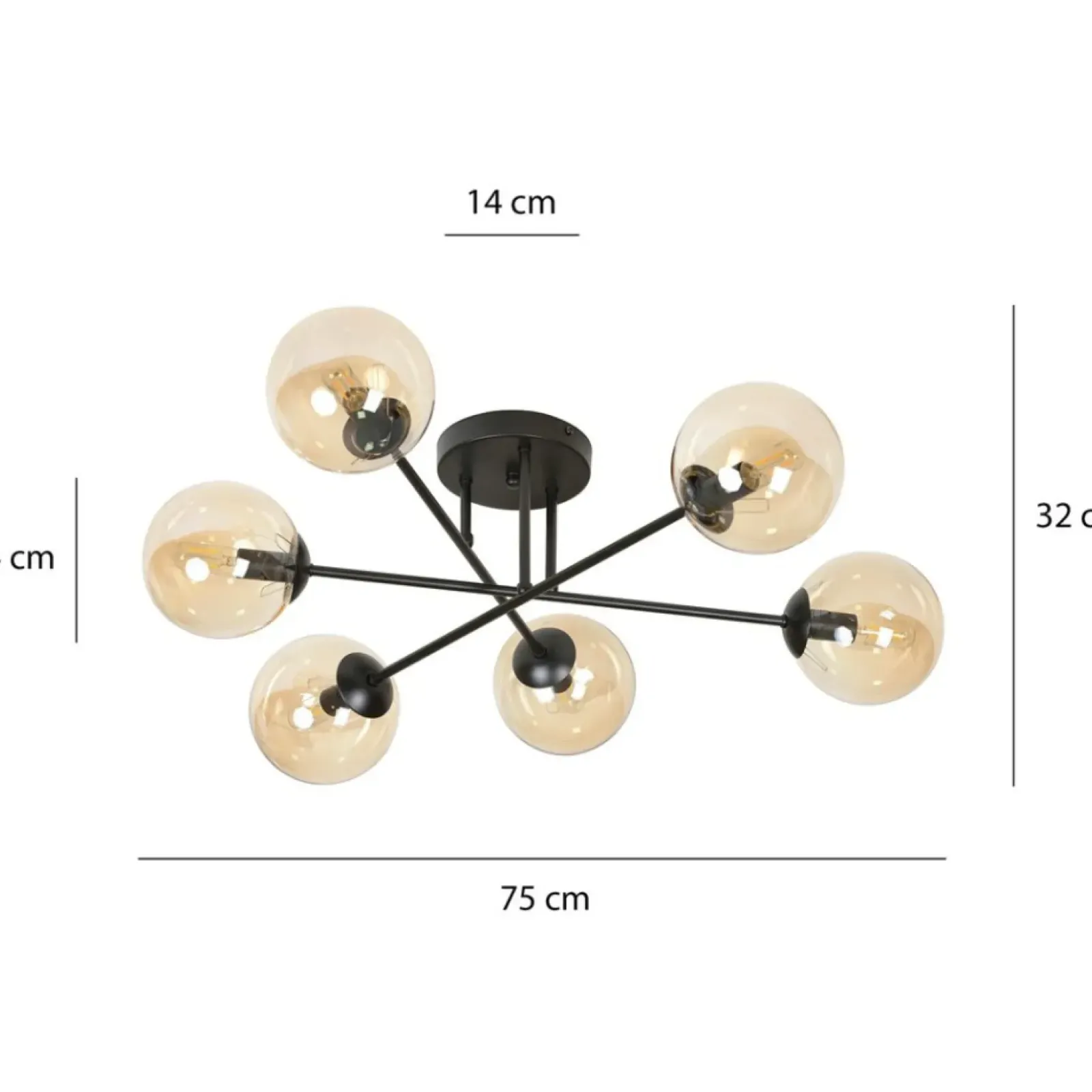 Sklep Kaja Okazała lampa sufitowa z mi kloszami833/6B | Kaja Oświetlenie miodowy Shop