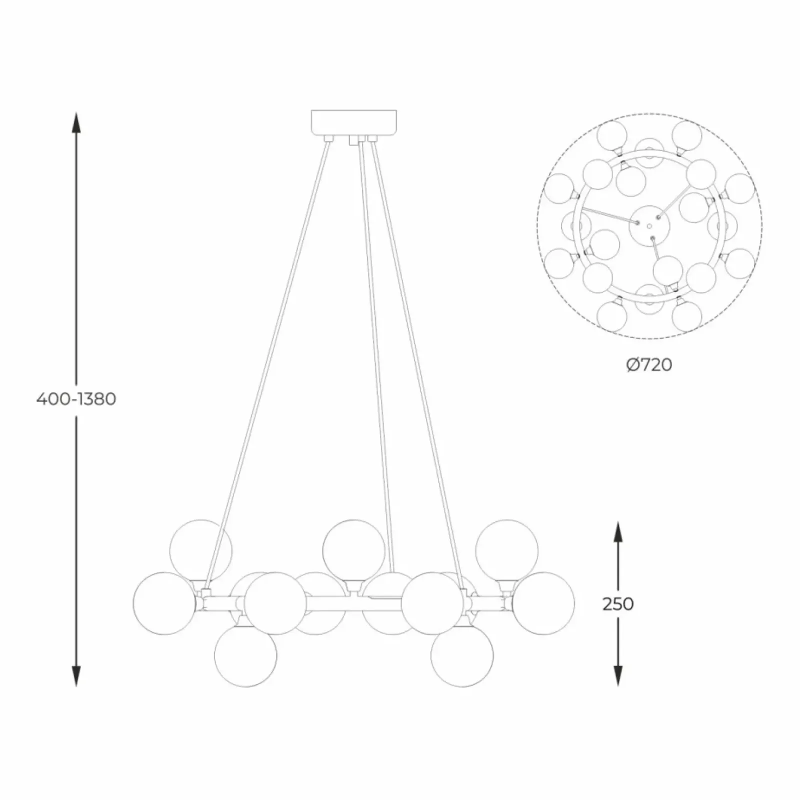 Sklep Kaja Okazała lampa wisząca z 20 kloszami P0462-20C-F7AA BOBO | Kaja Best