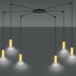 Sklep Kaja Okazała lampa wisząca z 6 złotymi tubami 526/6 | Kaja Oświetlenie Online