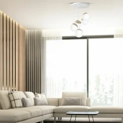 Sklep Kaja Okazała lampa wisząca z białymi kloszami MLP5426 z serii SFERA WOOD | Kaja Oświe Cheap