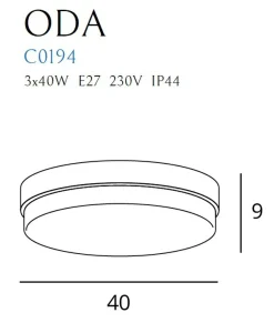 Sklep Kaja Okrągła lampa sufitowa do łazienki ⌀40cm MX C0194 ODA | Kaja* Lampy Do Łazienki|Plafony Nowoczesne