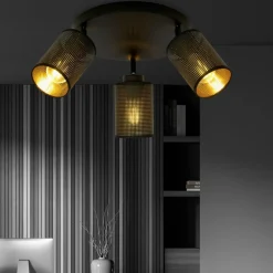 Sklep Kaja Okrągła lampa z czarno-złotymi abażurami 1152/3PREM BRONX | Kaja czarny Flash Sale