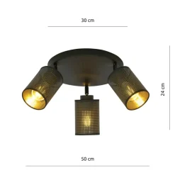 Sklep Kaja Okrągła lampa z czarno-złotymi abażurami 1152/3PREM BRONX | Kaja czarny Flash Sale