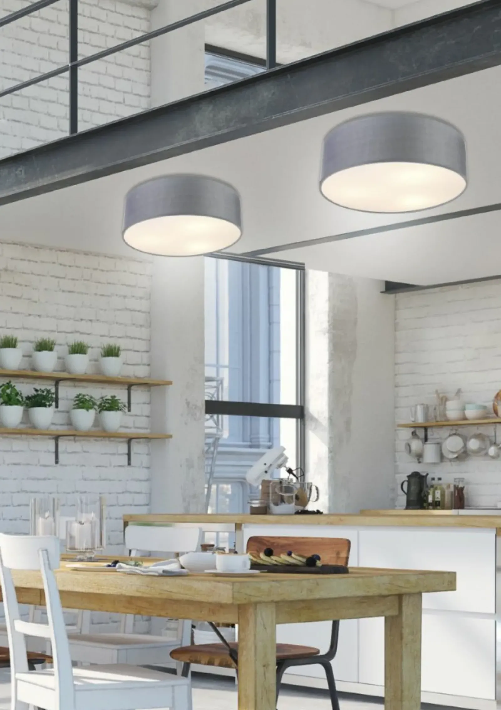 Sklep Kaja Okrągła, zabudowa lampa sufitowa ⌀40cm 31-64684 KIOTO | Kaja jasnoszary Outlet