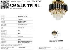 Sklep Kaja Pałacowa lampa sufitowa z kryształkami 6260/4B TR BL TOLEDO | Kaja Sale