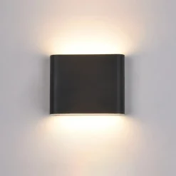 Sklep Kaja Płaska, czarna lampa elewacyjna LED PL-206B ROMANO | Kaja Oświetlenie* Kinkiety Ogrodowe