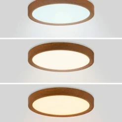 Sklep Kaja Płaska, drewniana lampa LED, koło 30cm ABR-PLO-OCED-24W MAZE | Kaja* Lampy Led|Plafony Nowoczesne