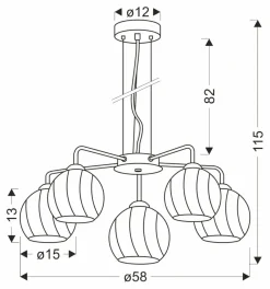 Sklep Kaja Pięcioramienna, chromowana lampa wisząca 35-23841 LARIX | Kaja Cheap