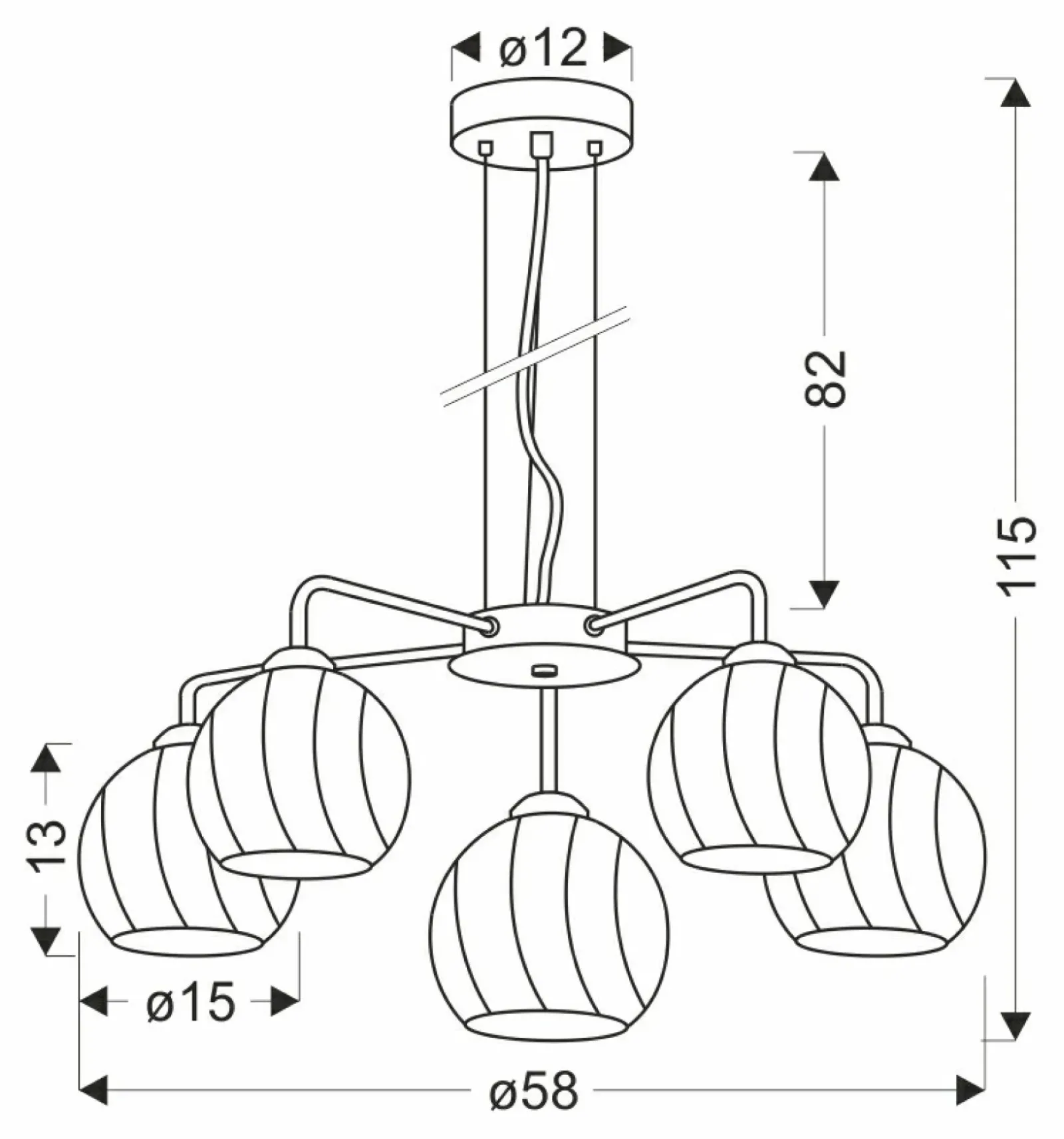 Sklep Kaja Pięcioramienna, chromowana lampa wisząca 35-23841 LARIX | Kaja Cheap