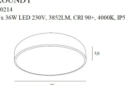 Sklep Kaja Plafon łazienkowy ze ściemniaczem ⌀45cm MX C0214 ROUNDY | Kaja* Lampy Led|Lampy Do Łazienki