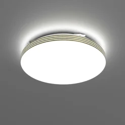 Sklep Kaja Plafon z dekoracyjnymi paskami w złotym kolorze ML0250 z serii BEVER | Kaja Oświ* Lampy Led|Plafony Nowoczesne