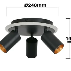 Sklep Kaja Plafon z ledem i trzema reflektorami LP-0612/3C ROUND BK PARMA | Kaja* Lampy Led|Plafony Nowoczesne