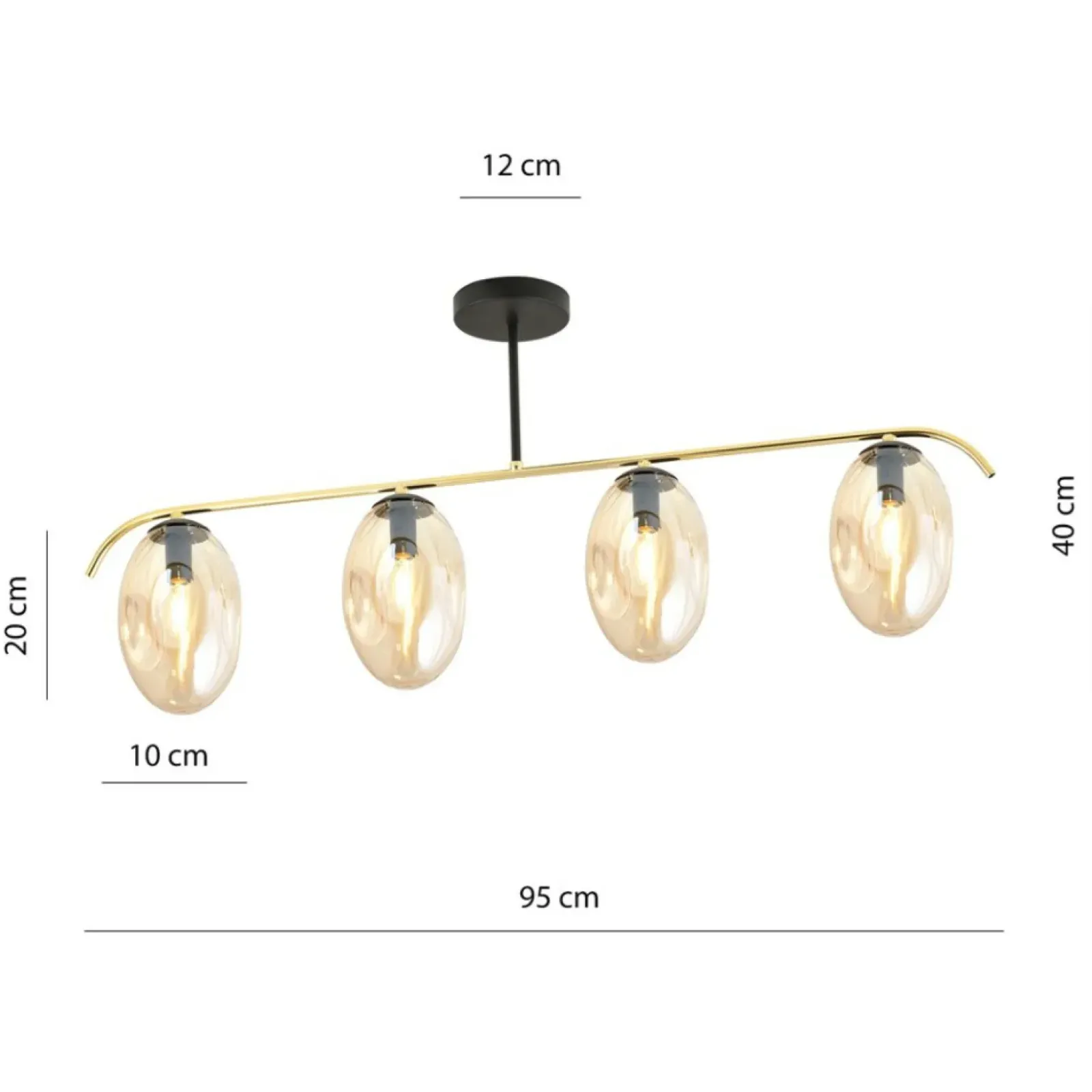 Sklep Kaja Poczwórna lampa sufitowa z miodowymi kloszami 1281/4 z serii FINES Best