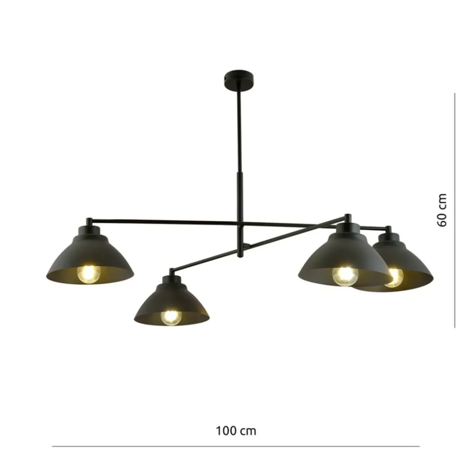 Sklep Kaja Poczwórna lampa wisząca z metalowymi kloszami 1211/4 z serii MAVERICK czarny Shop