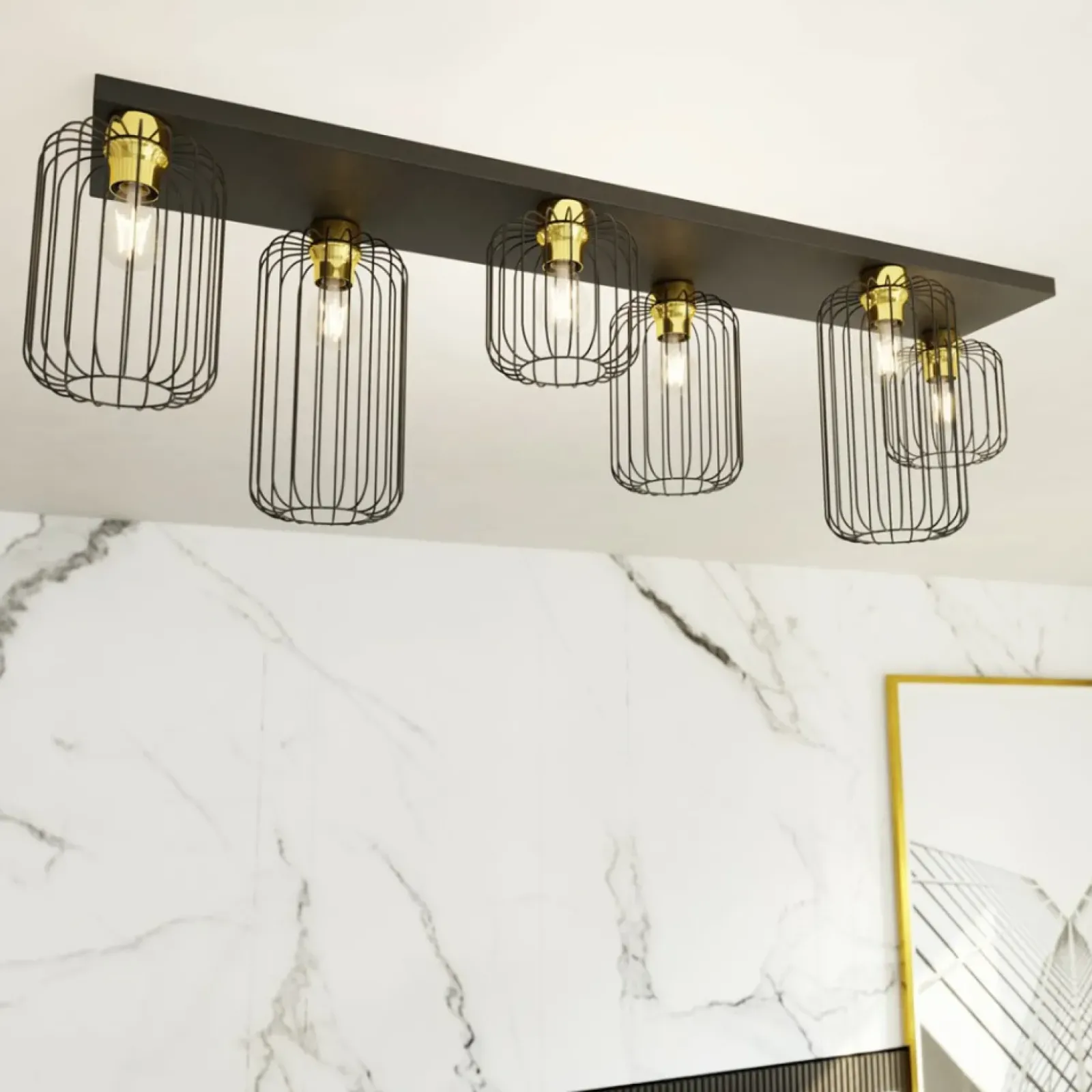 Sklep Kaja Podłużna lampa sufitowa do pokoju dziennego 1366/6 z serii BARN Cheap