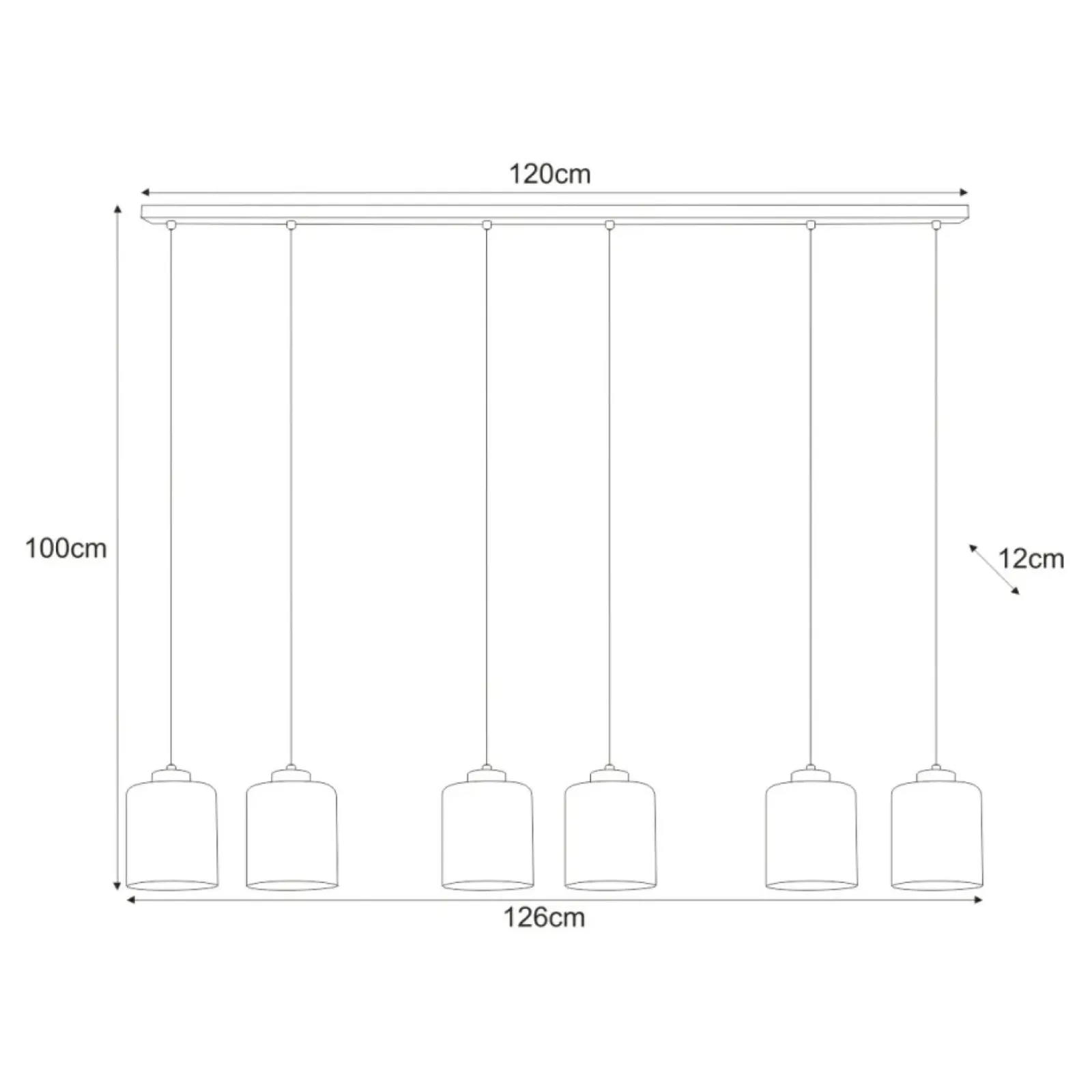 Sklep Kaja Podłużna lampa wisząca z sześcioma kloszami K-5577 z serii MI Outlet