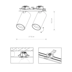 Sklep Kaja Podwójna lampa podtynkowa, w kolorze m 7834 | Kaja Oświetlenie* Oprawy Podtynkowe