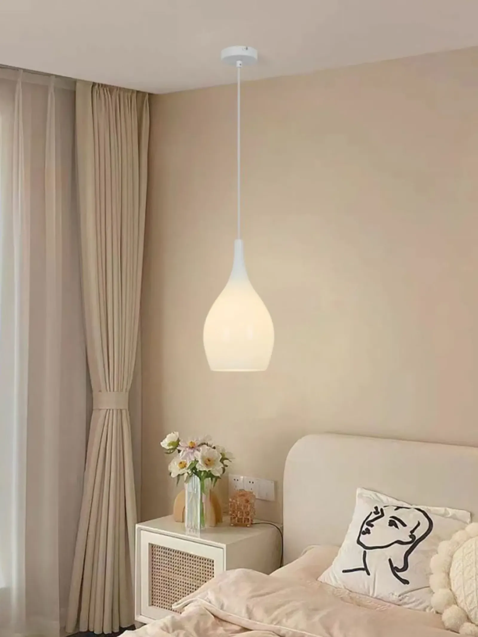 Sklep Kaja Pojedyncza, biała lampa wisząca z kloszem WF 6031-0106 BLANCO | Kaja biały Sale