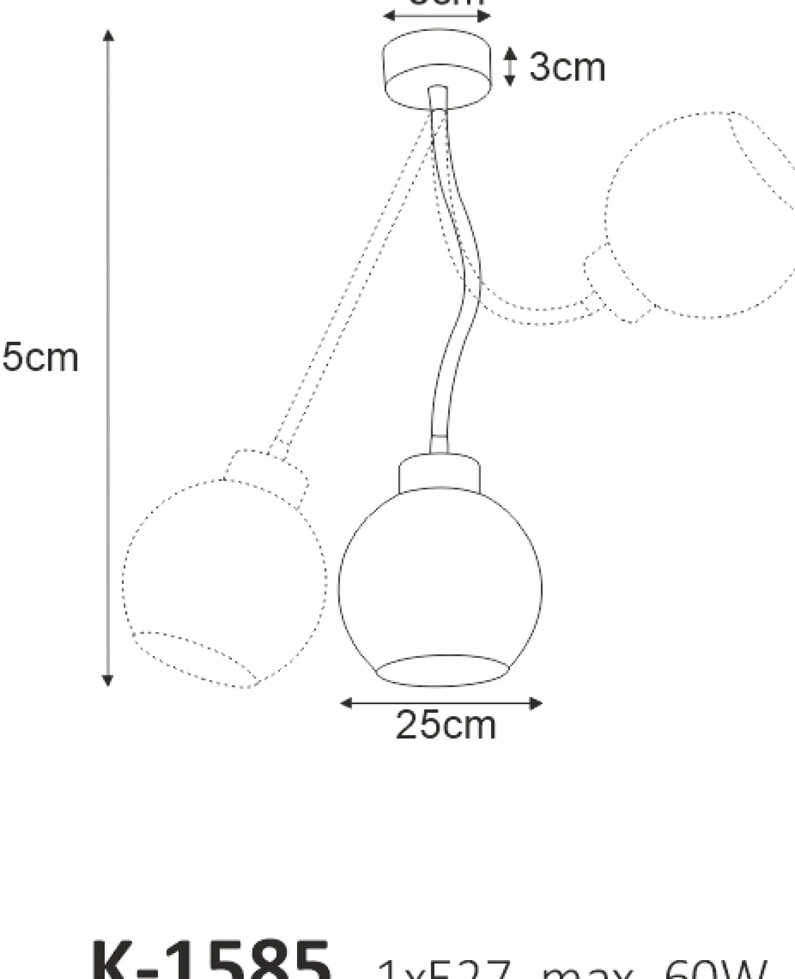 Sklep Kaja Pojedyncza lampa sufitowo-ścienna z kloszem K-1585 MELO | Kaja* Żyrandole Z Kloszami|Żyrandole Nowoczesne
