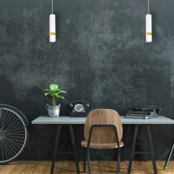 Sklep Kaja Pojedyncza lampa wisząca w kolorze bieli i złota MLP6275 z serii VIDAR | Kaja Oś Outlet