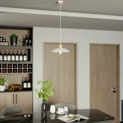 Sklep Kaja Pojedyncza lampa wisząca z drewnem 1319/1 KOBE | Kaja Oświetlenie biały Sale