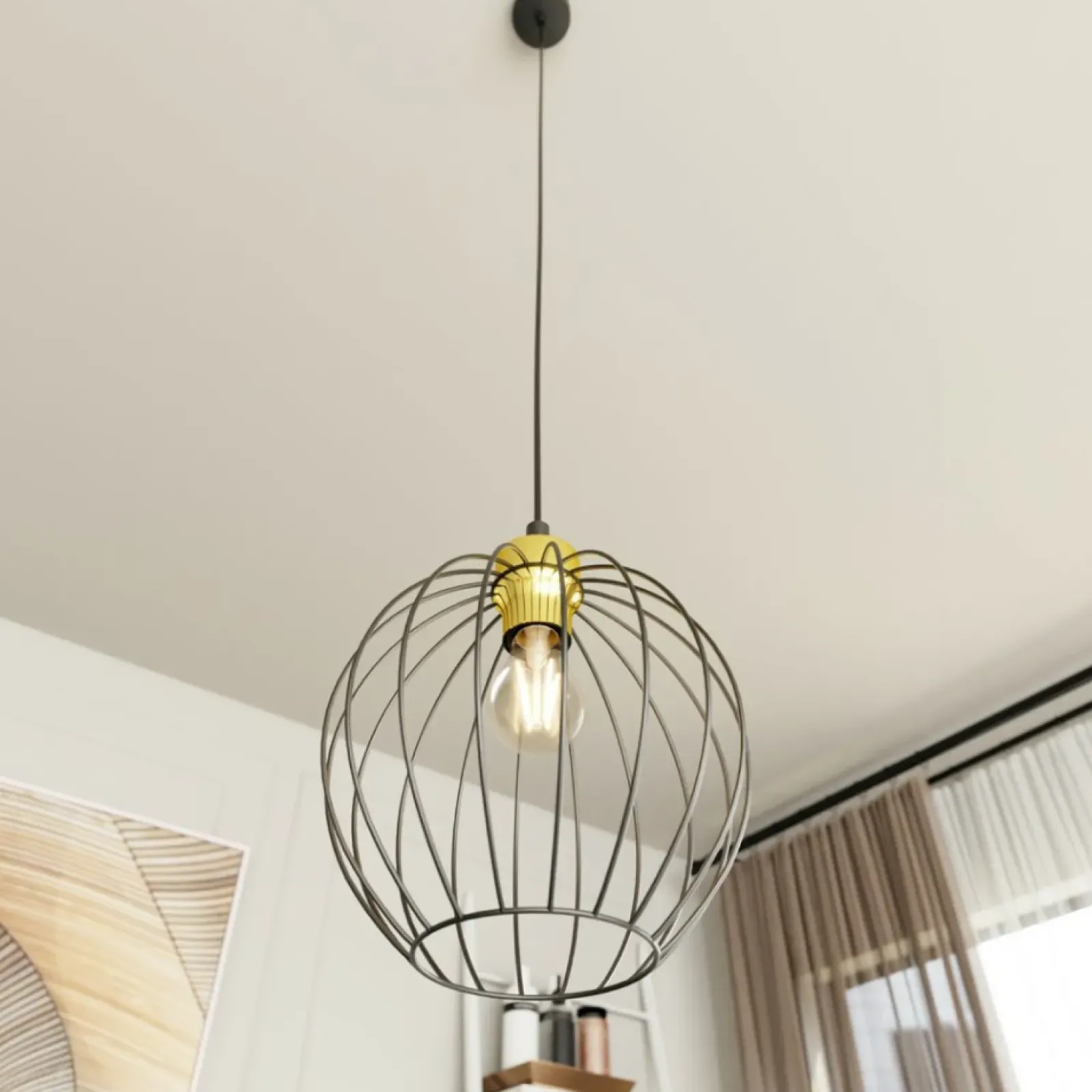 Sklep Kaja Pojedyncza lampa wisząca z drucainym kloszem 1368/1 z serii NANDO Cheap