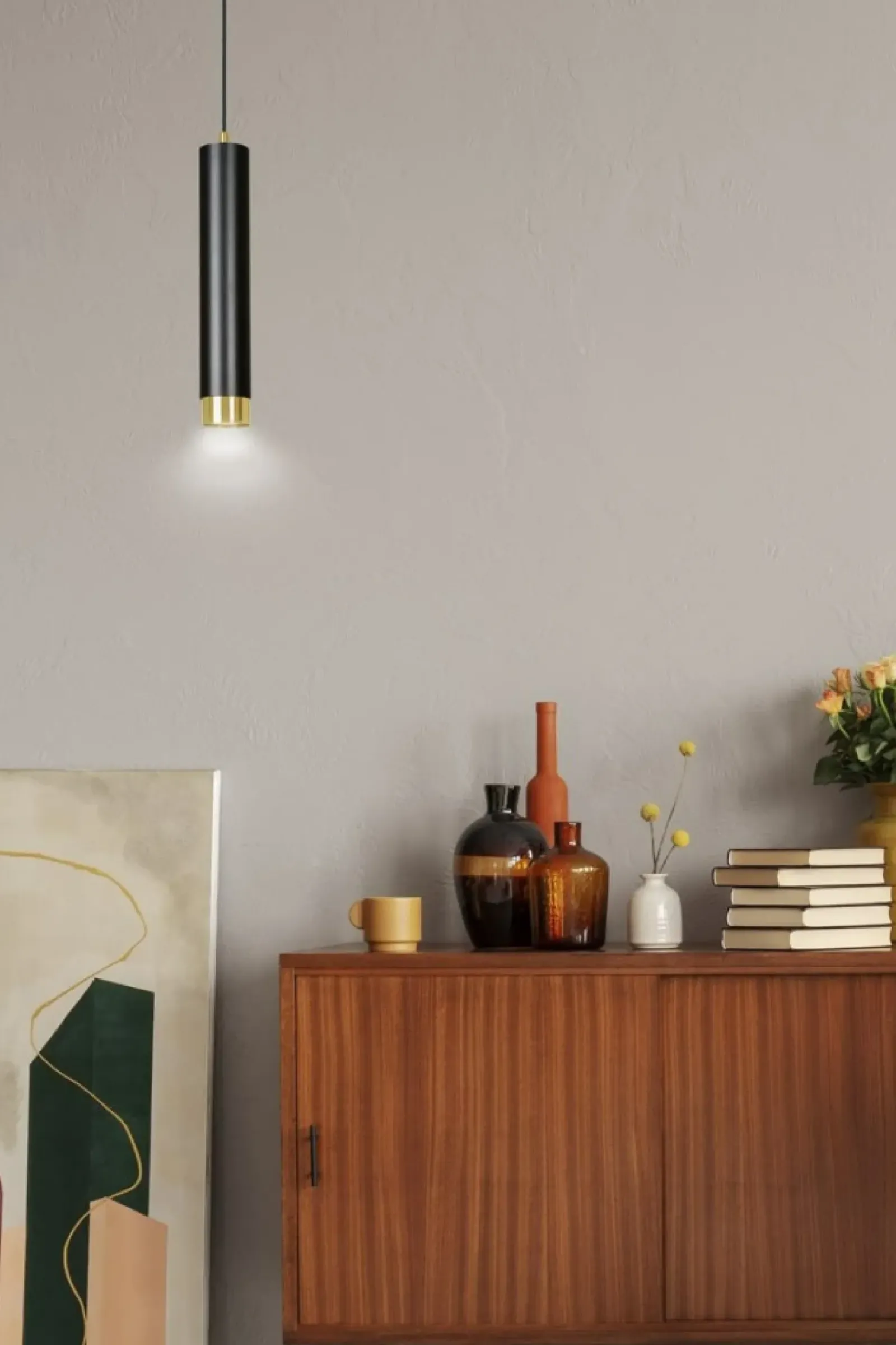 Sklep Kaja Pojedyncza lampa wisząca ze złotym elementem 644/1 | Kaja Oświetlenie Fashion