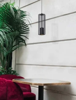 Sklep Kaja Pojedyncza lampa wisząca z drucianym kloszem K-4930 | Kaja Oświetlenie czarny Discount