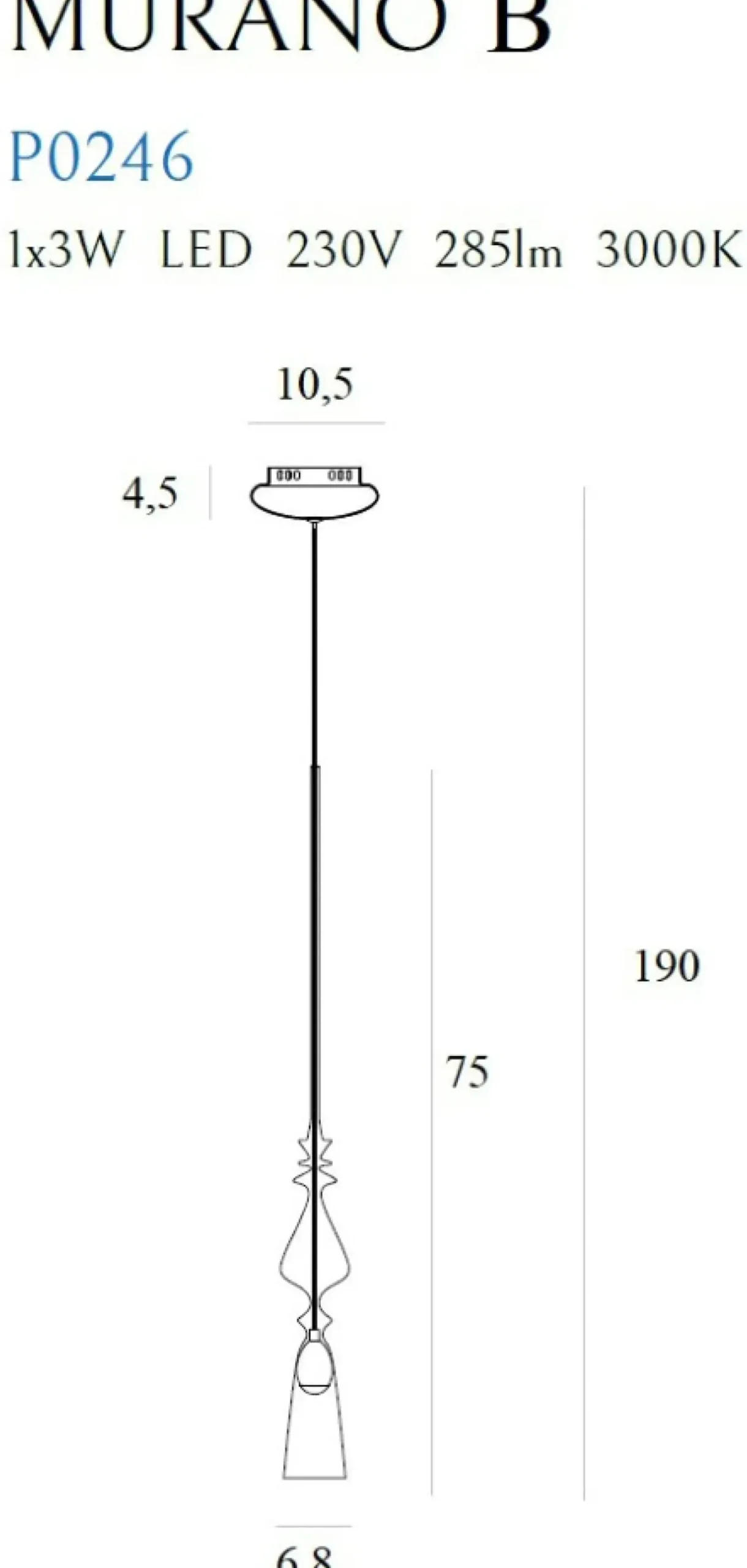 Sklep Kaja Pojedyncza lampa wisząca ze światłem LED MX P0246 MURANO | Kaja Discount