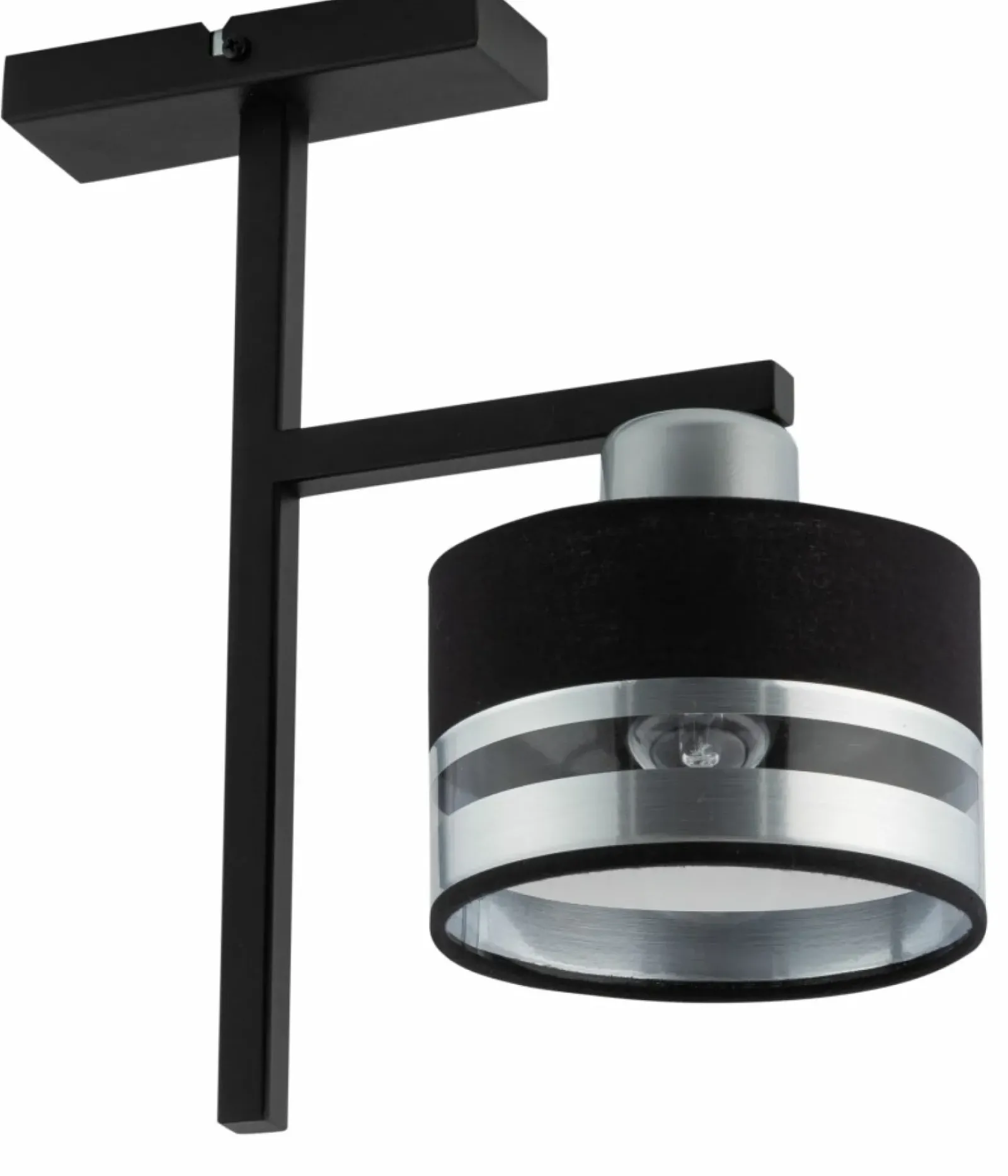 Sklep Kaja Pojedynczy, sztywny zwis z czarno-srebrnym abażurem SIG 32152 - PRO Outlet