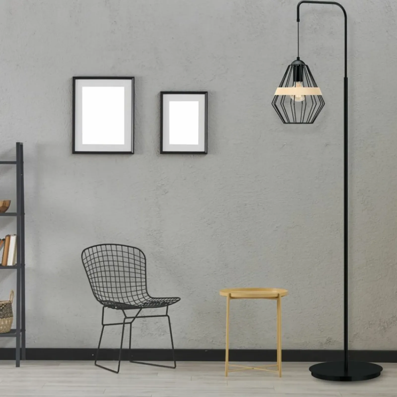 Sklep Kaja Ponadczasowa lampa podłogowa, druciany klosz MLP5528 z serii CLIFF | Kaja Oświet* Tradycyjne Lampy Podłogowe