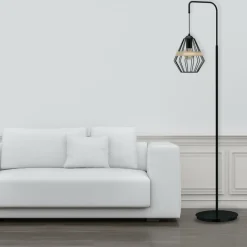 Sklep Kaja Ponadczasowa lampa podłogowa, druciany klosz MLP5528 z serii CLIFF | Kaja Oświet* Tradycyjne Lampy Podłogowe
